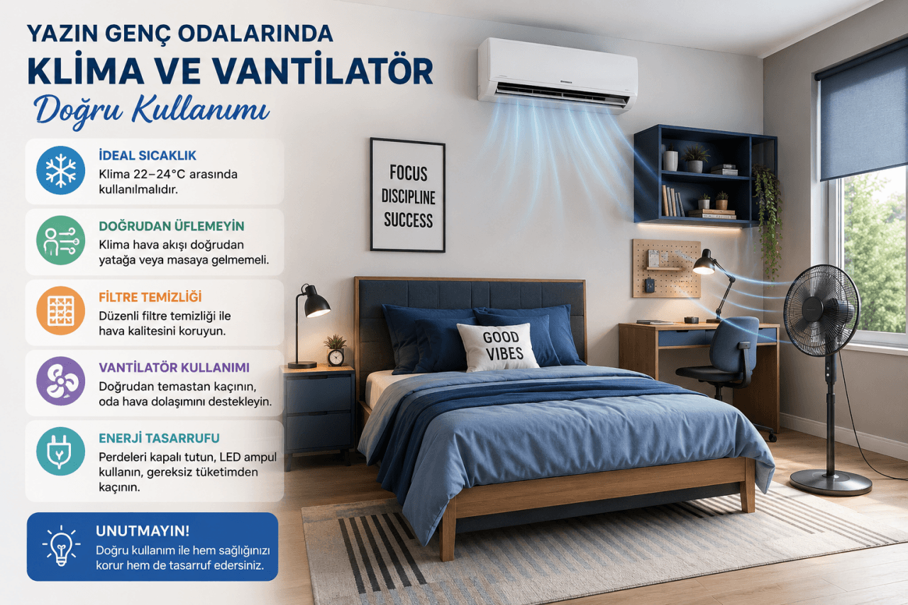 Yazın Genç Odalarında Klima ve Vantilatör Doğru Kullanımı