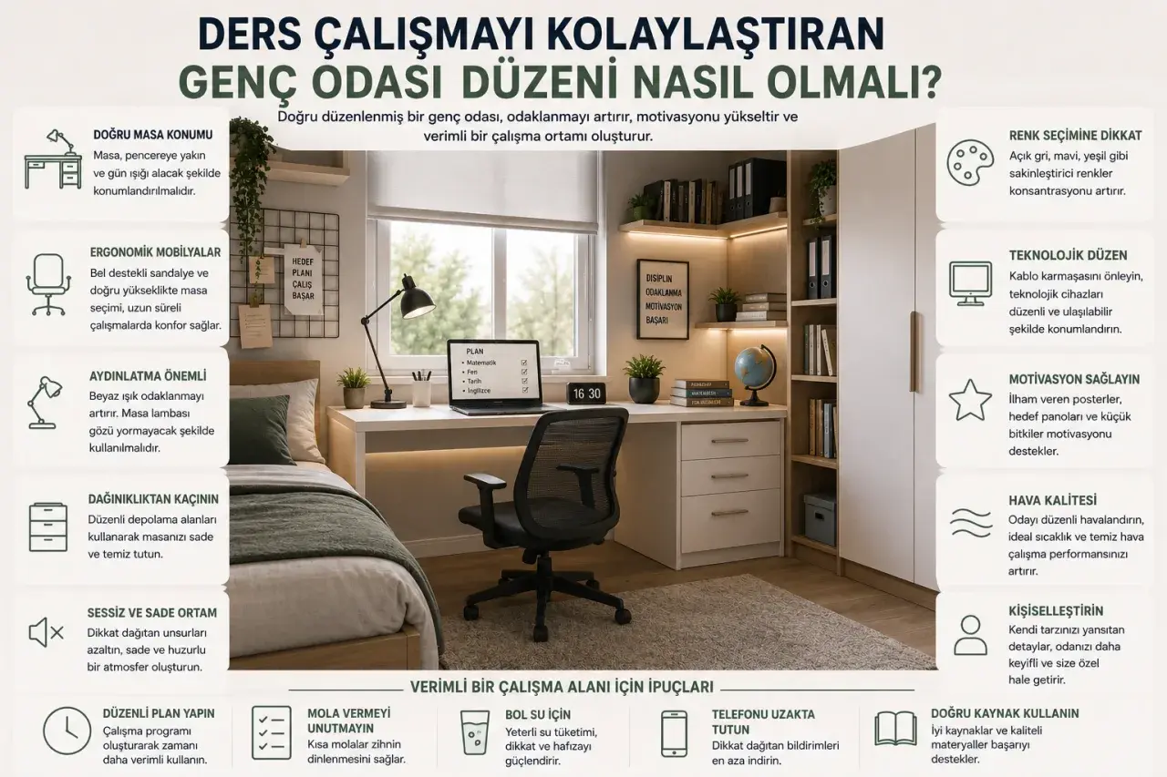 Ders Çalışmayı Kolaylaştıran Genç Odası Düzeni Nasıl Olmalı?