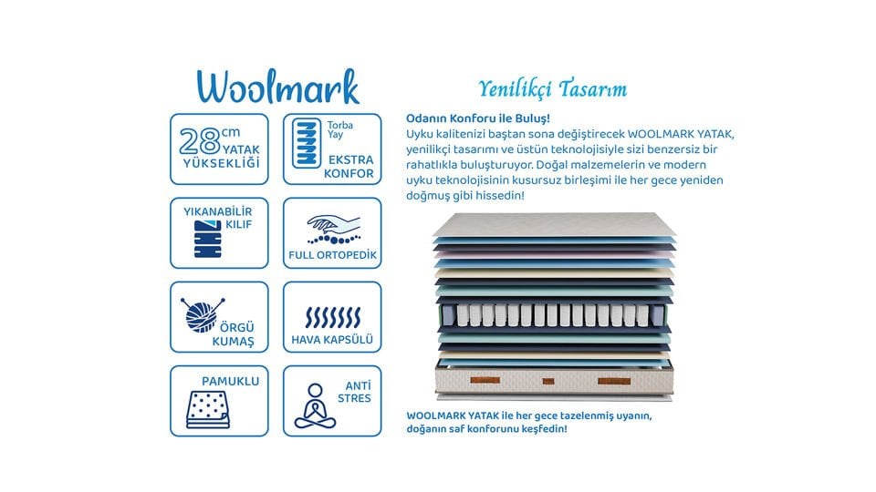 Wool Mark Yatak 90*190