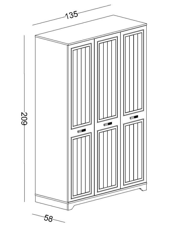 Bella 3 Kapaklı Dolap