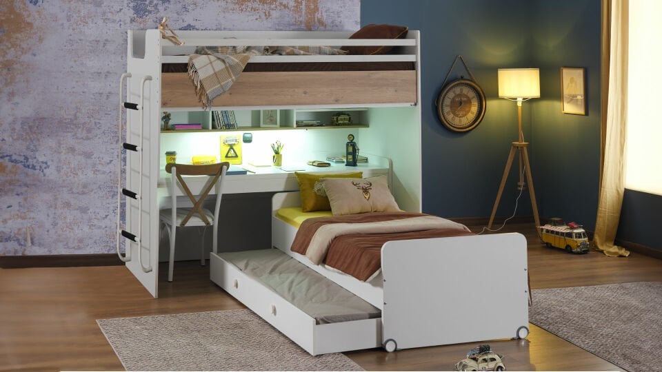 Joker Akıllı Ranza Metal Merdivenli 100*200 Ceviz