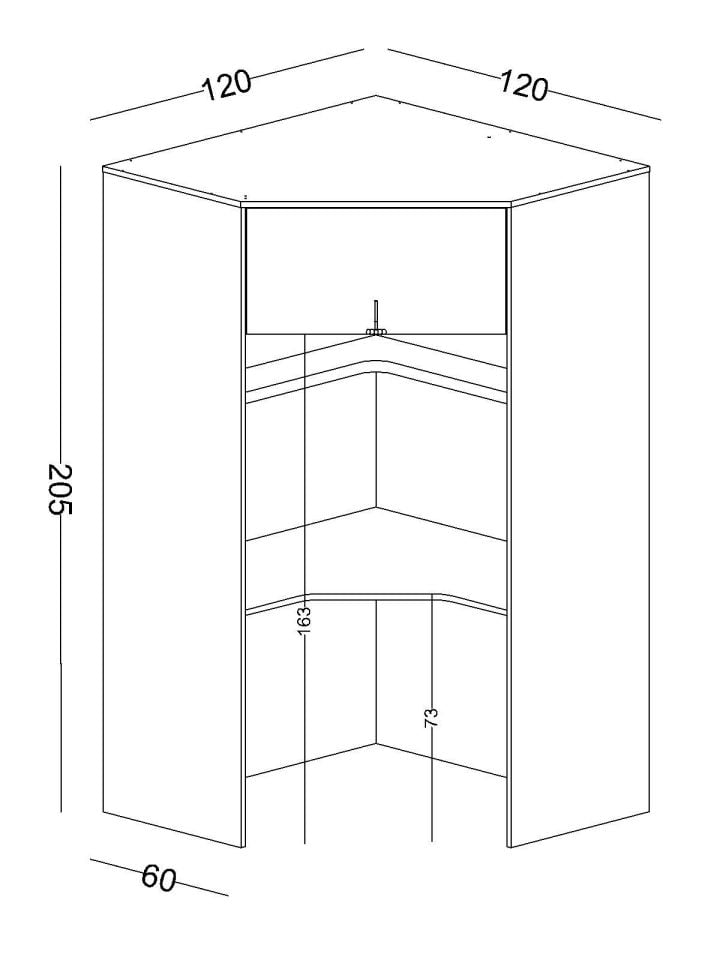 Cool Köşe Ahşap Kapaklı Dolap Çalışma Masalı Beyaz