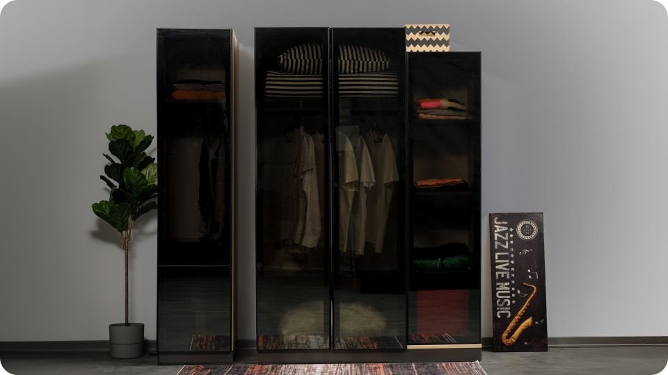 Boss 3 Lü Cam Kapaklı Dolap