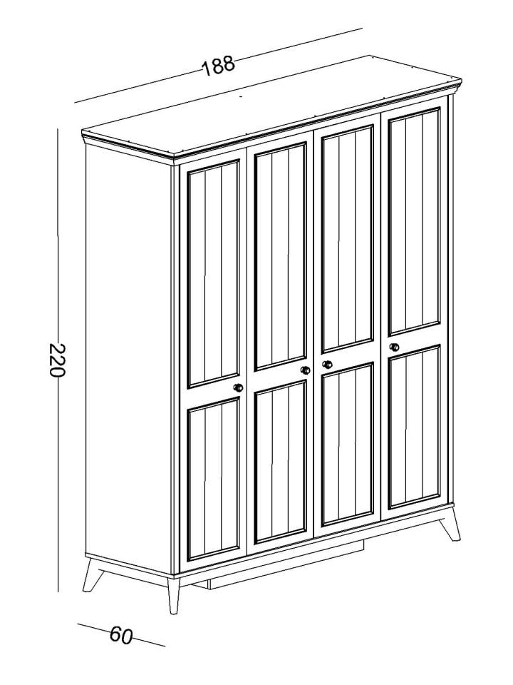 Gloria 4 Kapaklı Dolap