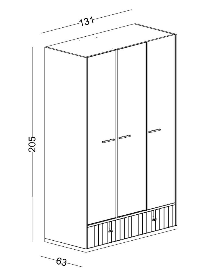 Cool 3 Lü Ahşap Kapaklı Dolap