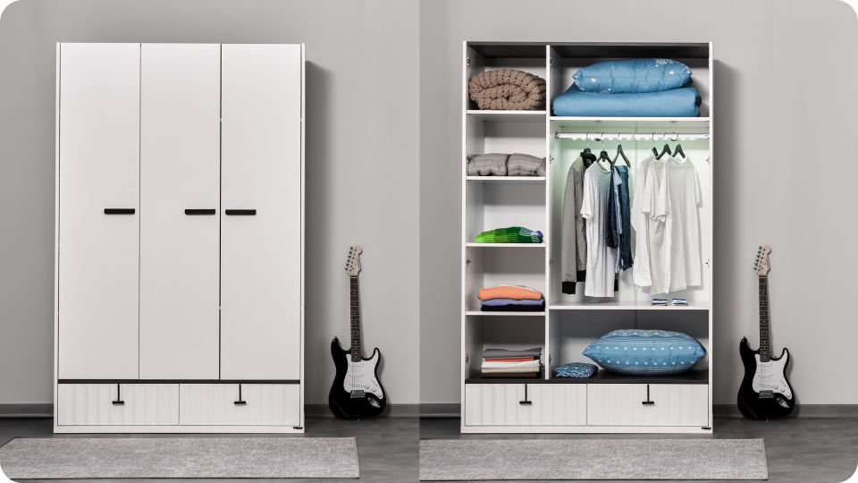 Cool 3 Lü Ahşap Kapaklı Dolap