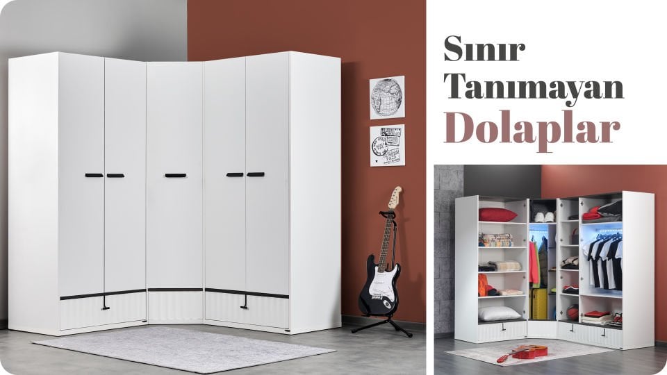 Cool Köşe Ahşap Kapaklı Dolap