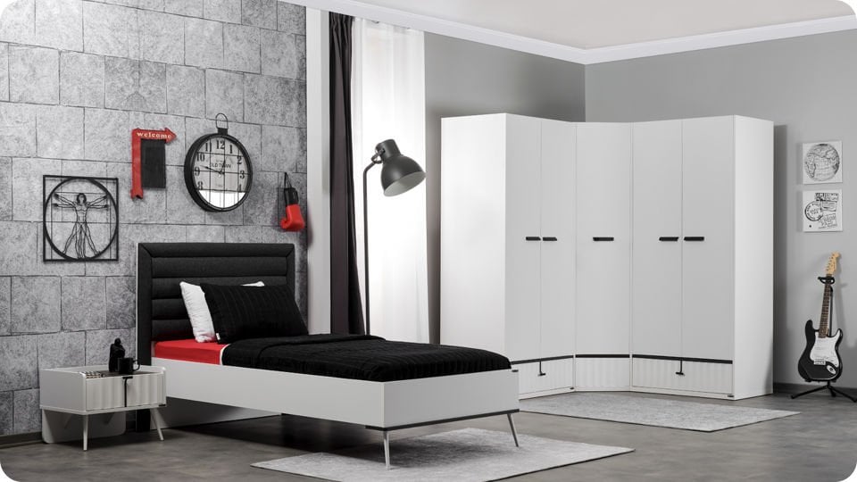 Cool Köşe Ahşap Kapaklı Dolap