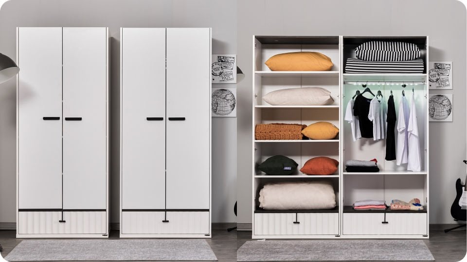 Cool 2 Li Ahşap Kapaklı Dolap Raflı