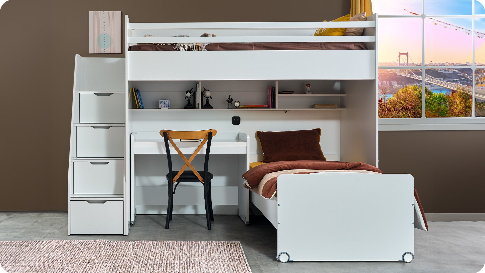 Beyaz Joker Çocuk Odası Modeli - Lajivert Genç Odası