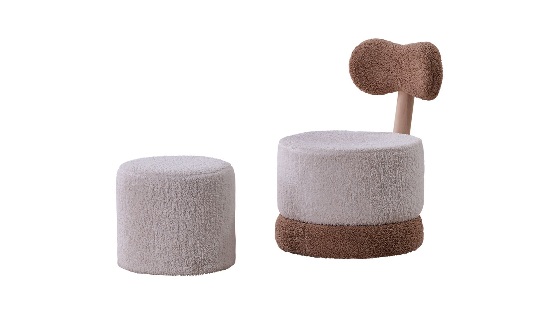 Twist Sandalye + Puf - Krem/Kahve