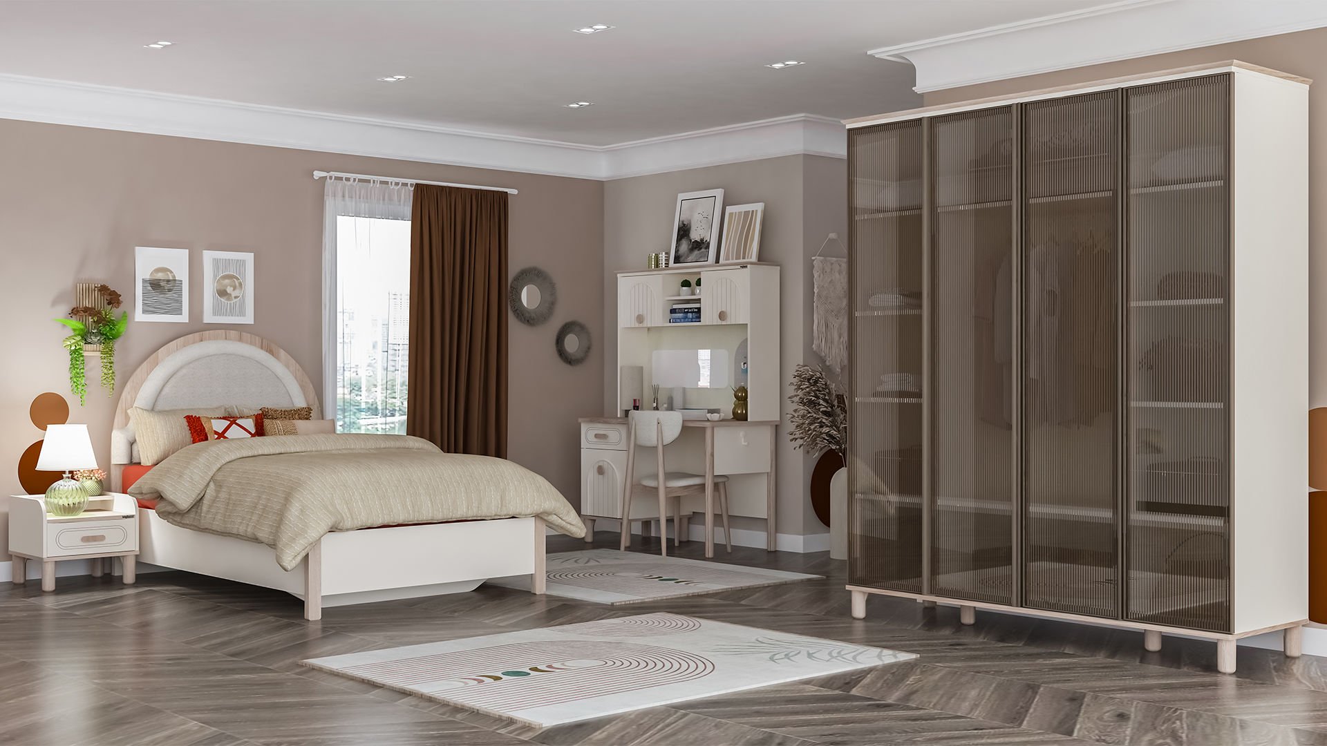 Bohemsoft Çalışma Masası + Üst Modül – Lajivert Genç Odası