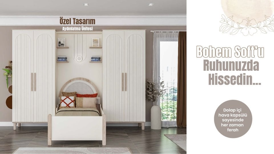 Bohemsoft 2 Kapaklı Dolap Kabini Sağ (Ayaklı)