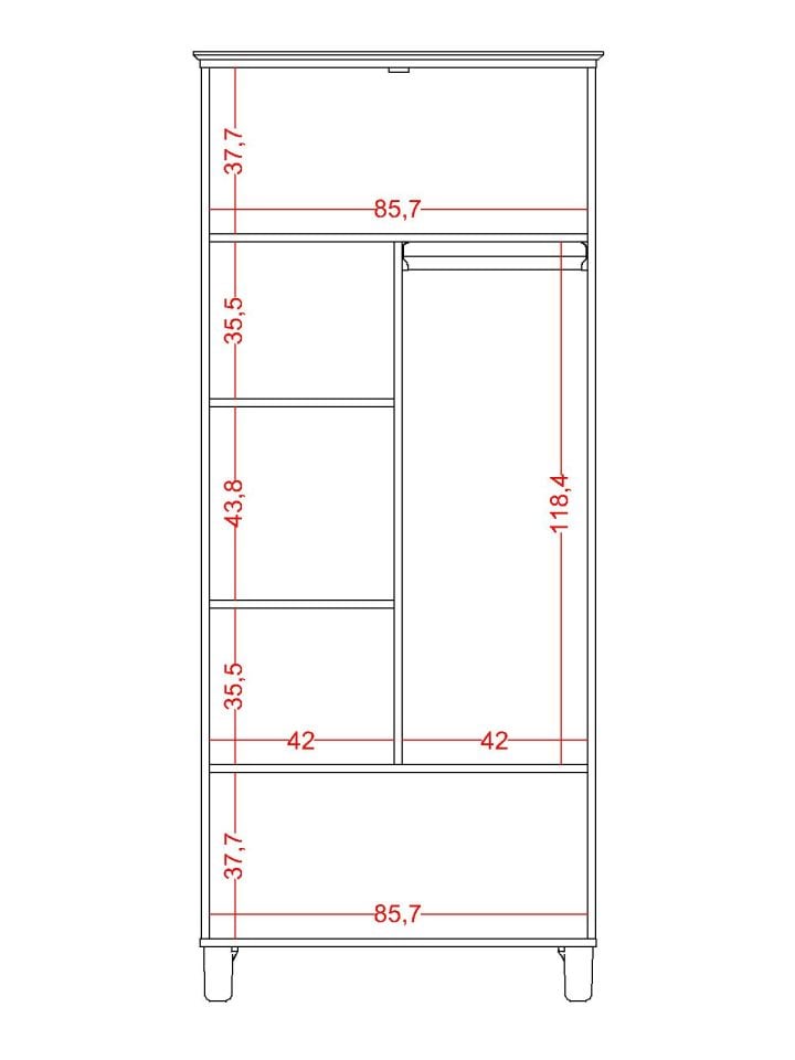 Bohemsoft 2 Kapaklı Dolap Kabini Sağ (Ayaklı)
