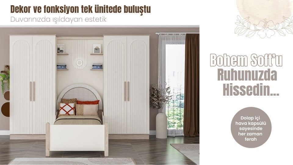 Bohemsoft 2 Kapaklı Dolap Kabini Sağ(Bazalı)