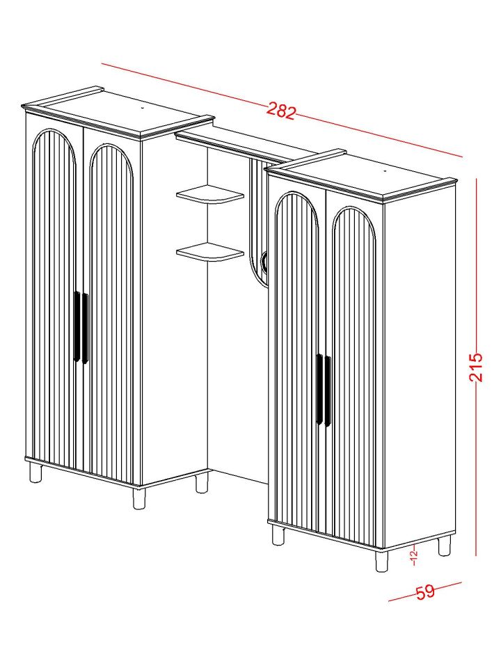 Bohemsoft 90'lık Arka Ünite Krem