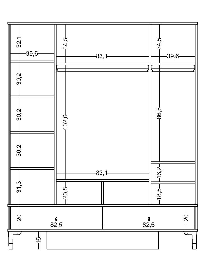 Marin 4 Kapaklı Dolap
