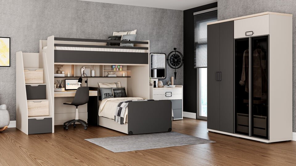 Tesla 4 Kapaklı Dolap