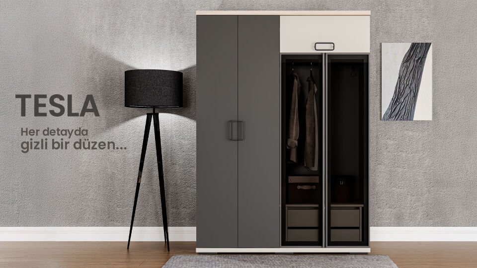 Tesla 4 Kapaklı Dolap