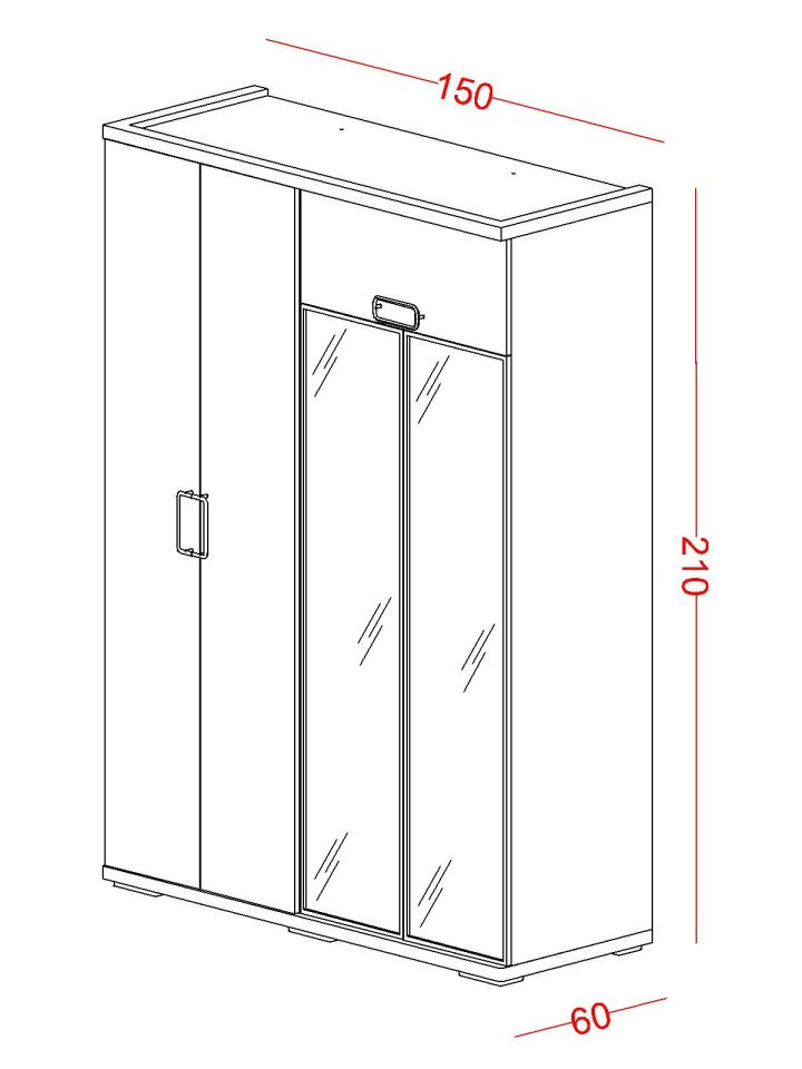 Tesla 4 Kapaklı Dolap