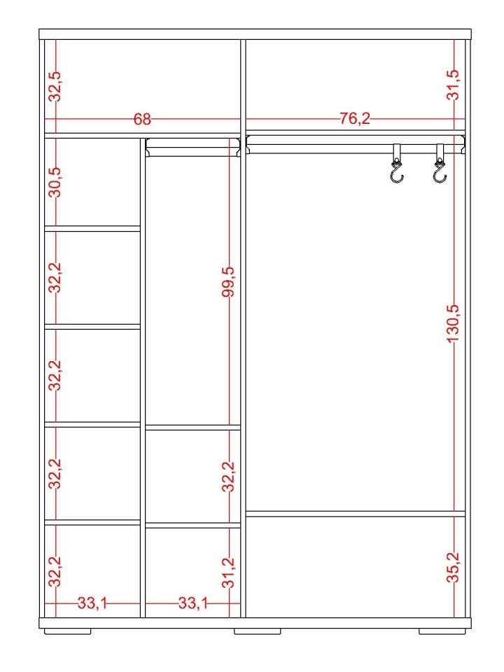 Tesla 4 Kapaklı Dolap