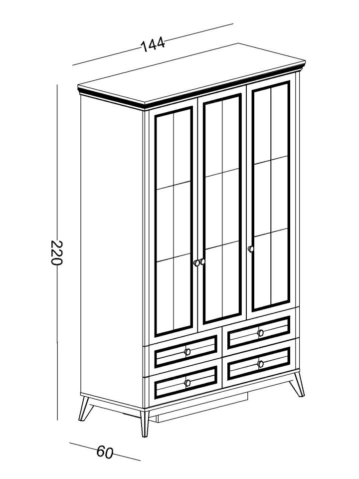 Alegra 3 Kapaklı Dolap Çekmeceli