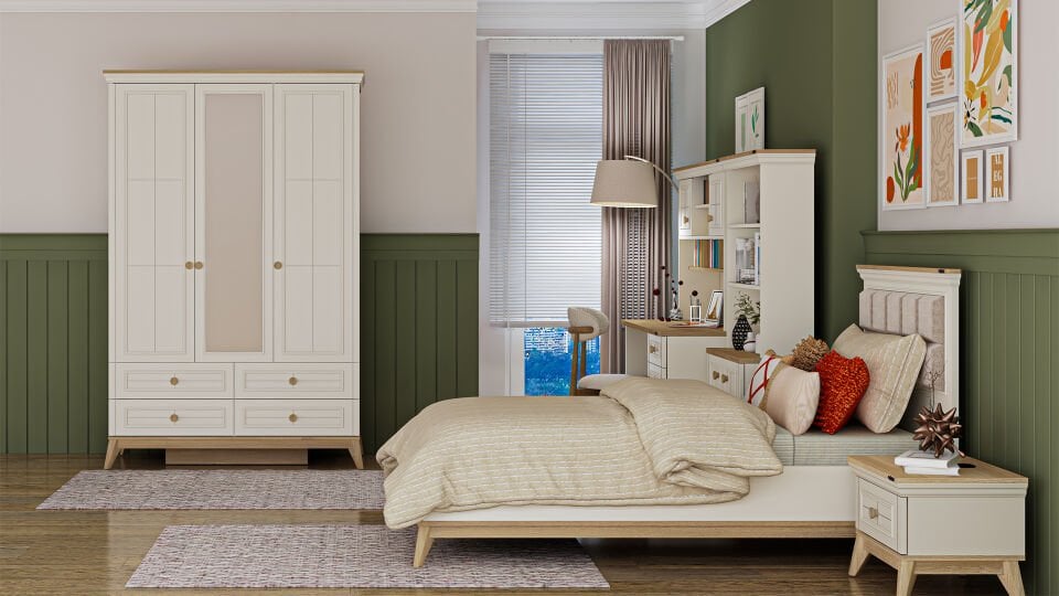 Alegra 3 Kapaklı Dolap Çekmeceli (Aynalı)