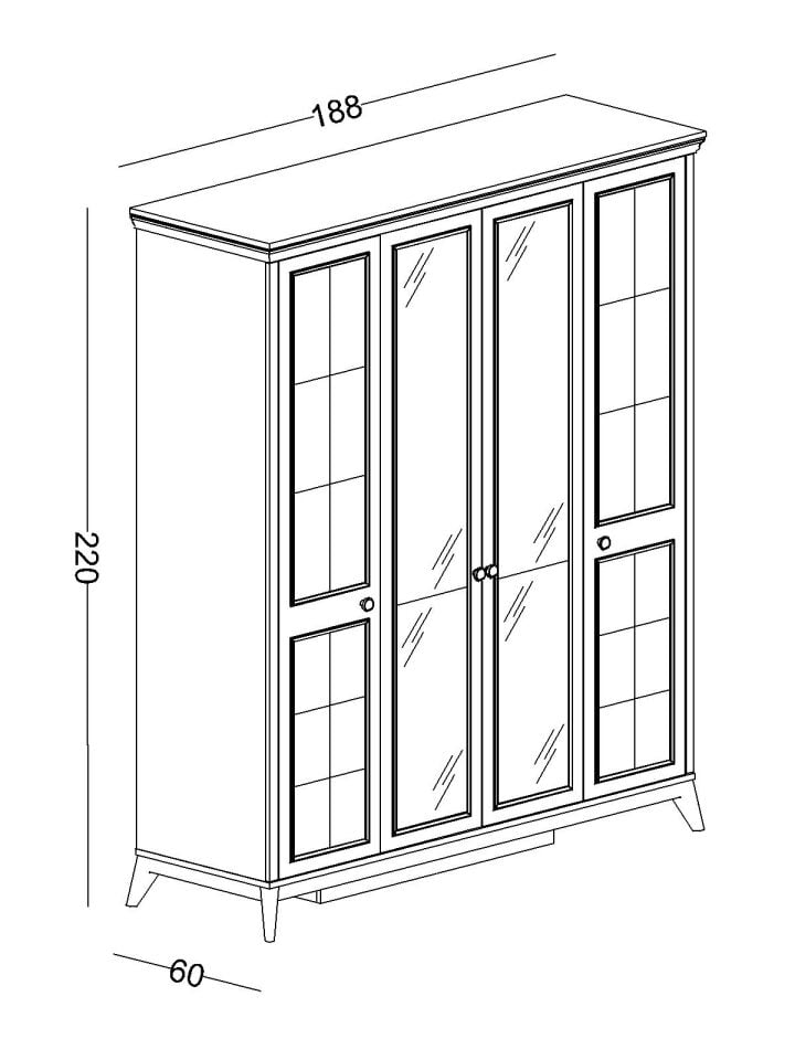 Alegra 4 Kapaklı Dolap (Aynalı)