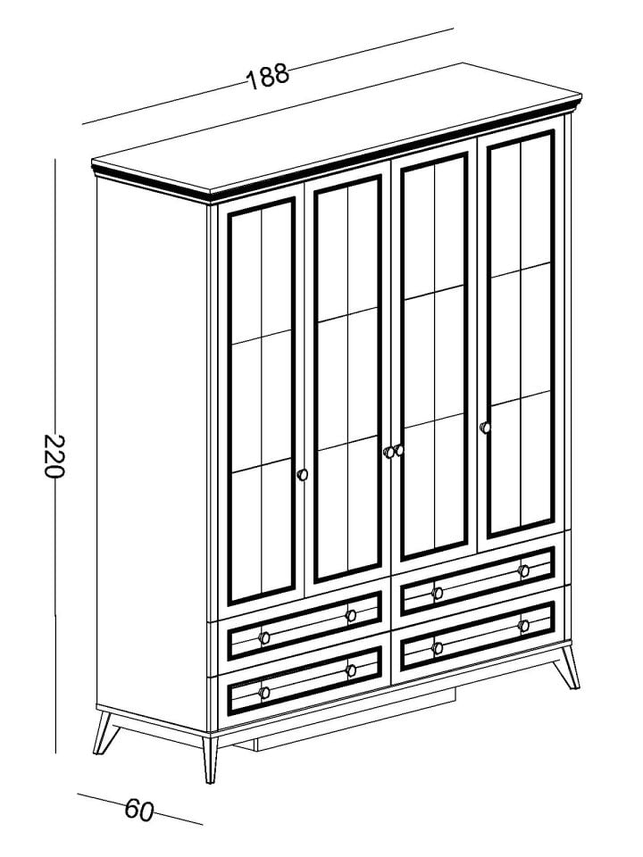 Alegra 4 Kapaklı Dolap Çekmeceli