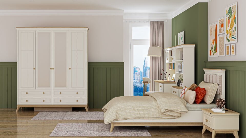 Alegra 4 Kapaklı Dolap Çekmeceli (Aynalı)