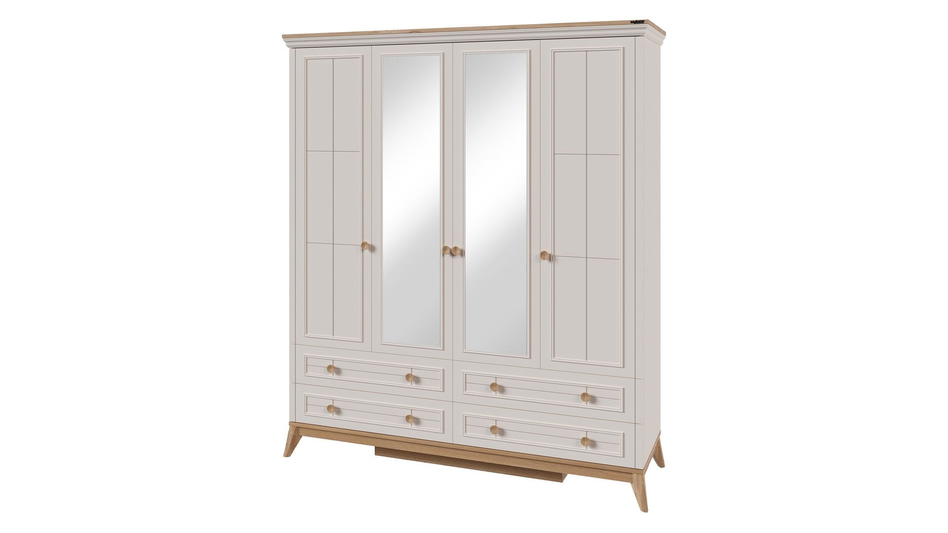 Alegra 4 Kapaklı Dolap Çekmeceli (Aynalı)