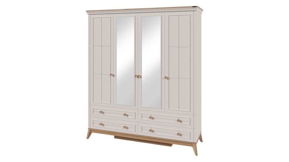 Alegra 4 Kapaklı Dolap Çekmeceli (Aynalı)