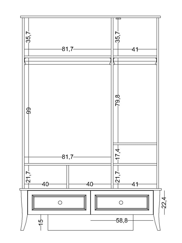 Ruby 3 Kapaklı Dolap