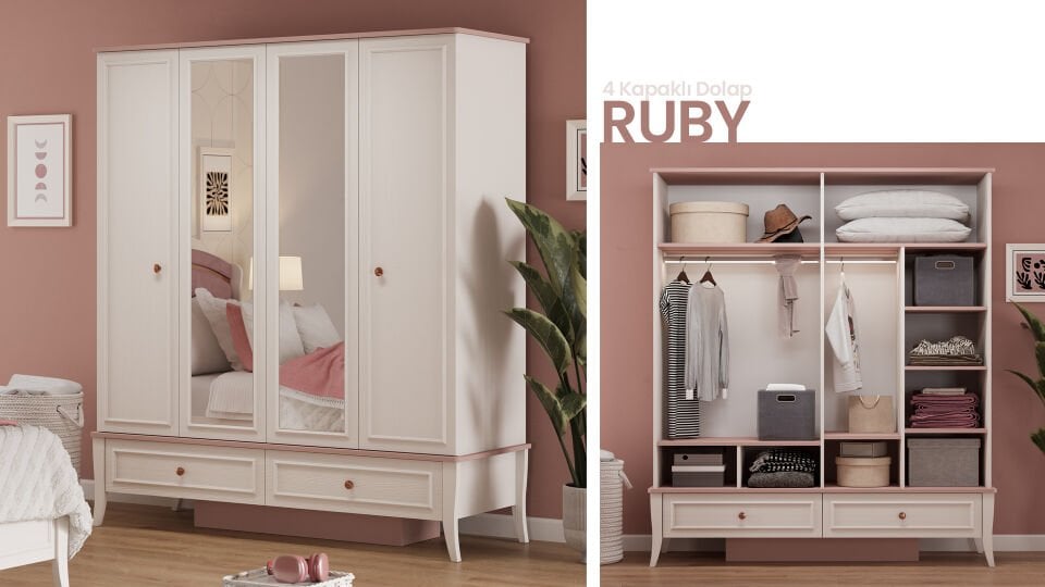 Ruby 4 Kapaklı Dolap