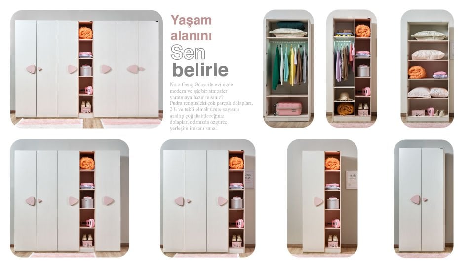 Nora Tek Kapaklı Dolap Krem