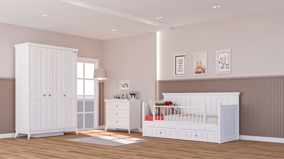 Gloria Çekmeceli Montessori 80x200 Beyaz