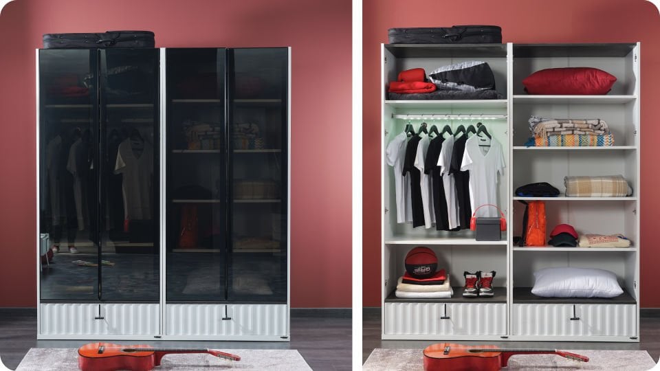 Cool 2 Li Cam Kapaklı Dolap