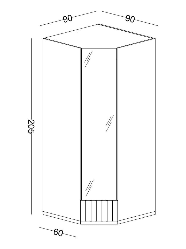 Cool Köşe Cam Kapaklı Dolap