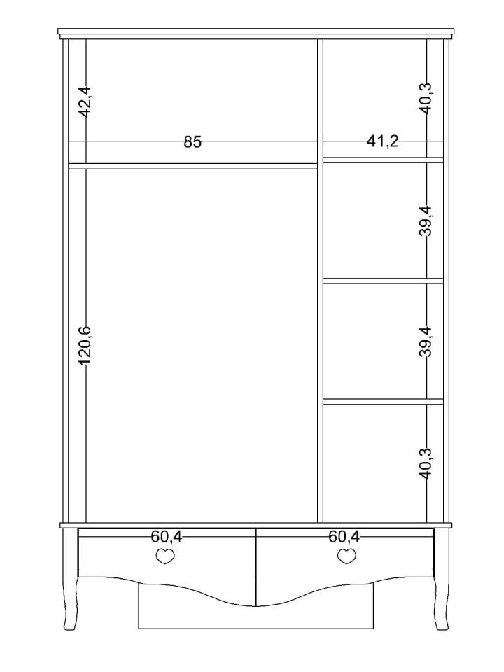 Juliet 3 Kapaklı Dolap