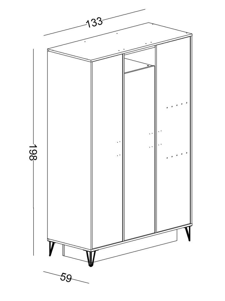 Lotus 3 Kapaklı Dolap