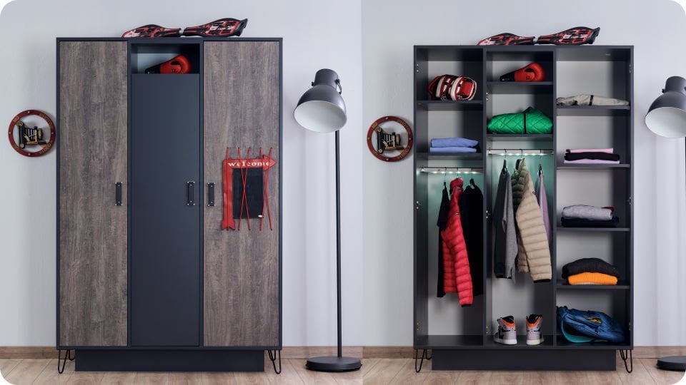 Lotus 3 Kapaklı Dolap