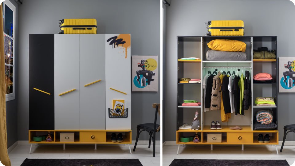 Skate 4 Kapaklı Dolap