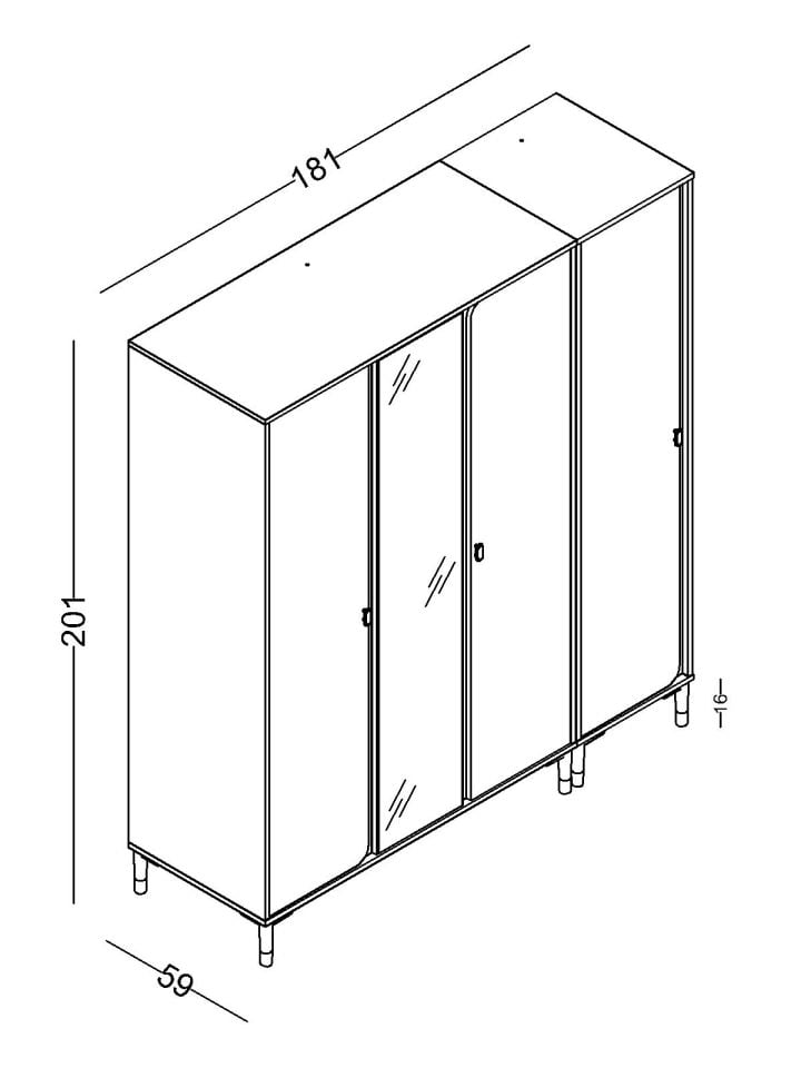 Lion 4 Kapaklı Dolap