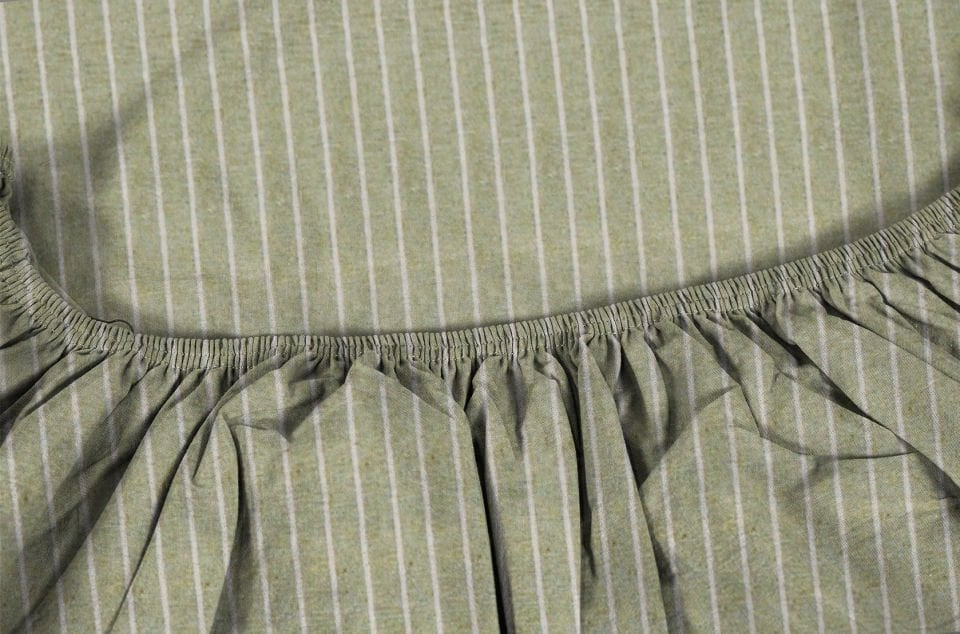 Dora Lastikli Çarşaf & Yastık Kılıfı Seti 100*200 - Çizgili Yeşil