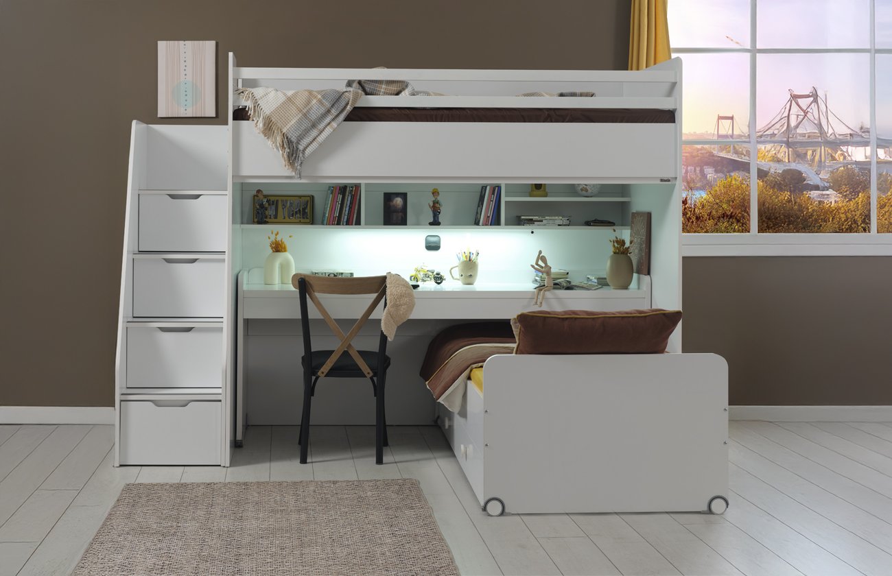 Joker Çocuk Odası Beyaz yatak detayı